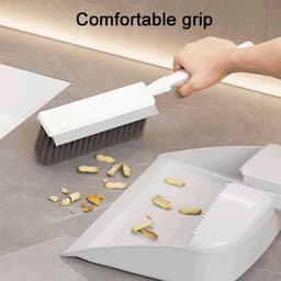 Stofblik Bureaubezemset - Veegset Pan - Bureau Reinigen - Met Schraperstrip - 32.5 cm - Grijs — thumbnail 3
