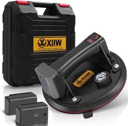 Met 2 x accu & manometer, elektrische zuigkracht max. 300 kg, zelfzuigende glaslifter 8 inch vacuüm sterke zuignap voor zwaar glas, tegels, ijzeren plaat, zuignappen voor materiaaltransport — thumbnail 1