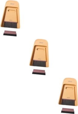 Mini Bezem Stoffer - Huishoud Set - Bureau Schoonmaken - Zachte Haren - 3 Stuks - Geel — thumbnail 1
