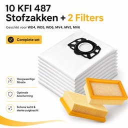 2x HEPA Filter & 10x Stofzakken geschikt voor Karcher MV4 MV5 MV6 WD4 WD5 WD6 Voor Karcher WD4000 - WD5999 2.863-006.0 — thumbnail 3