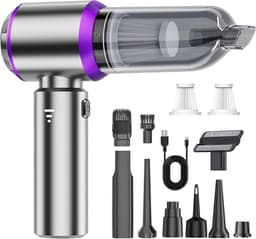 Draadloze Kruimeldief - Mini Stofzuiger - Auto Interieur Reinigen - 4-in-1 Multifunctioneel - 22000 Pa - Lila — thumbnail 1