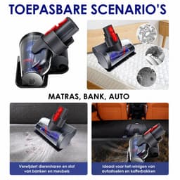 Jumalu Mini Turboborstel geschikt voor Dyson V7 V8 V10 V11 V15 – Anti-Klit Borstel – Matras & Dierenhaar Zuigmond – Huisstofmijt Verwijderaar – Stofzuiger Accessoire – Mondstukken voor stofzuigers — thumbnail 3