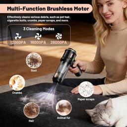 Draadloze Handstofzuiger - 28000 Pa - 4-in-1 - USB-C Oplaadbaar - HEPA Filter - 3 Zuigstanden - Voor Auto, Huis, Toetsenbord en Huisdieren — thumbnail 3