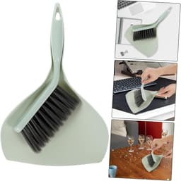 Mini Bezem Stoffer - Reinigingsset - Bureau Schoonmaken - Zachte Veegborstel - 22.5 x 6.5 x 3 cm - Groen — thumbnail 3