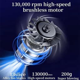 Mini Turbo Ventilator - Luchtblazer Stofzuiger - Apparaten Reinigen - 130.000 RPM - 22 x 15 x 5 cm - Zwart — thumbnail 3