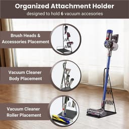 Stofzuiger Houder - Vloerstandaard Accessoires - Opbergen Reinigingsspullen - Geen Installatie Nodig - Universele Pasvorm - Zwart — thumbnail 3