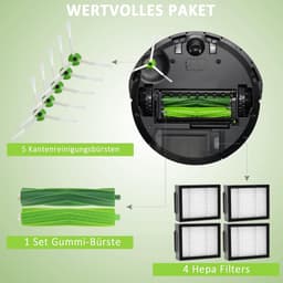11 stuks accessoires - 1 set rubberen borstel , 3 randreinigingsborstels , 3 filters , 3 Stofopvangzak en 1 Reinigingsborstel - Voor iRobot Roomba e/i/j serie i7 + i3+ i4+ i6+ i8+ j7 E5 E6 E7 robotstofzuiger — thumbnail 2