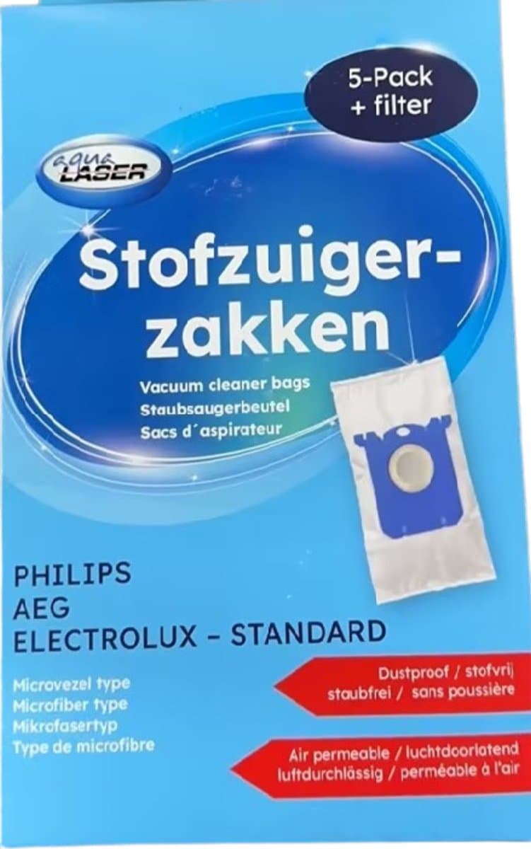 Aqua Laser Stofzuigerzakken - 30 stuks - 6 filters - voor Philips, AEG, Electrolux — afbeelding 1