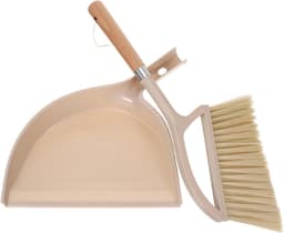 Bureaustofblik Borstel - Handbezem Stoffer - Kleine Ruimtes Schoonmaken - Ergonomisch Houtontwerp - 30 x 24 cm - Beige — thumbnail 1