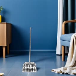 Stofblik met Steel - Metalen Vuilnischep - Efficiënt Schoonmaken - Extra Dik Roestvrij Staal - 80 cm Lengte - Zilverkleurig — thumbnail 5