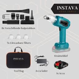 Instava - Accu Auto Stofzuiger incl. 1x Accu (2.0Ah) - Geschikt voor Makita 18v Accu - Handstofzuiger Draadloos - Autostofzuiger - Kruimeldief - Mini Stofzuiger — thumbnail 3