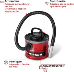 Aszuiger - Kachelreiniger - Haard Schoonmaken - Inclusief Voorfilter - 18 Liter Reservoir - Rood Zwart — thumbnail 4
