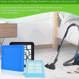 Filterset geschikt voor Philips PowerPro Compact and Power Pro Active en City - Vervangt Stofzuigerfilter FC9331/09 - FC9332/09 - FC8010 - FC8010/02 FC8010/01 HEPA - Stofzuiger onderdelen - Motorfilter - Uitblaasfilter - Schuimfilter - Duurzaam — thumbnail 3