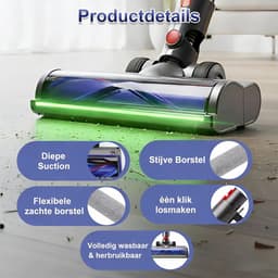 Stofzuigermond - Geschikt voor Dyson steelstofzuiger - Dyson V7,V 8,V10,V11,V15,SLIM - Led - Universele Stofzuigermond - Wasbare borstel - Blauw — thumbnail 3