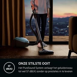 Stofzuiger met zak - Cilinderstofzuiger - Efficiënt schoonmaken - Smart modus energiebesparing - 12 meter actieradius - Lichtblauw — thumbnail 2