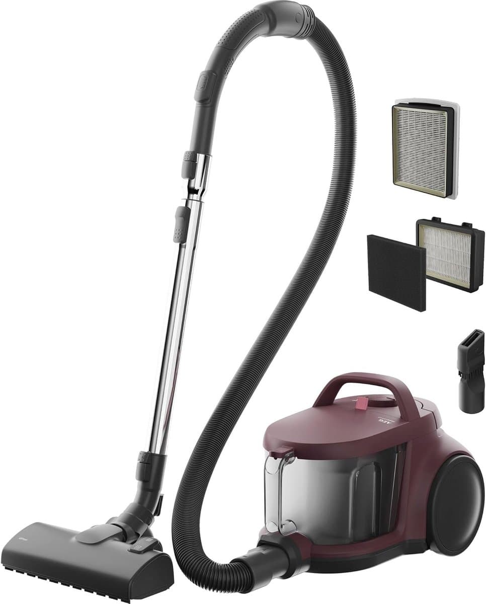 Zakloze Stofzuiger - Compact Stil - Grondig Schoonmaken - HEPA-filter Cyclonisch - 2L Capaciteit 78dB - Donkerrood — afbeelding 1