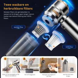 CLVP® Kruimeldief Draadloos - Auto Stofzuiger - Handstofzuiger - Zilver — thumbnail 2