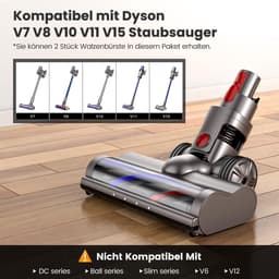 Stofzuigeraccessoires - Turbo Borstel - Geschikt voor Dyson V7 V8 V10 V11 V15 - Vloerzuigmond - Stofzuigermondstuk - voor harde vloeren en tapijten - met 4 LED-lampen - borstel — thumbnail 3