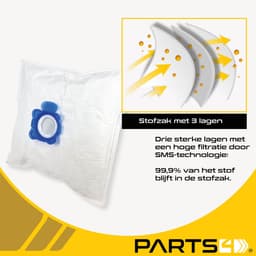 5 Stofzuigerzakken PARTS4® geschikt voor Rowenta Wonderbag series | Made in Europe | Passend in Rowenta Silence Force Extreme, Silence Force Extreme Compact | Alternatief voor origineel WB403120, WB406120 — thumbnail 5