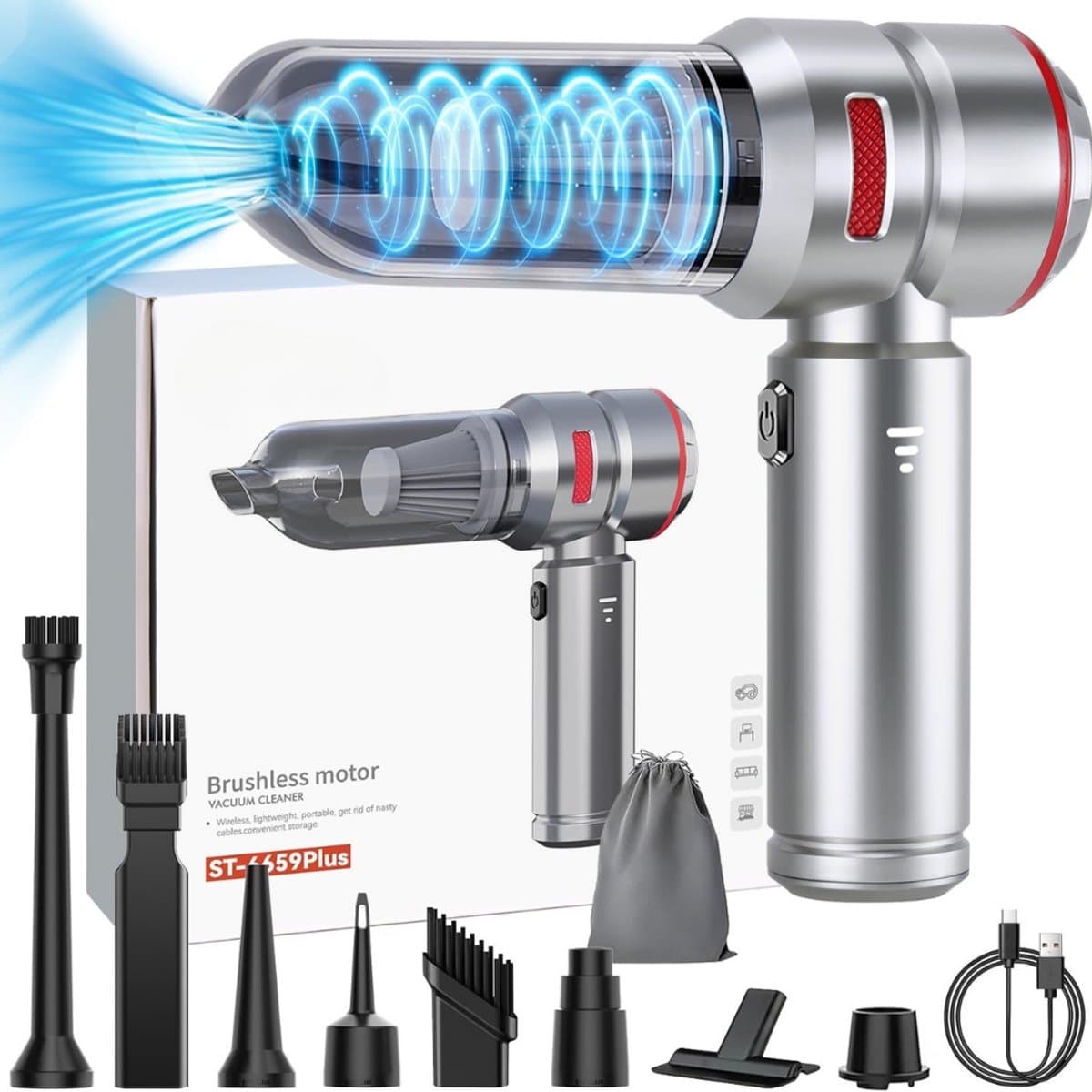 Lexium Kruimeldief snoerloos – Kruimeldief met steel – Nat&Droog – Handstofzuiger – Extreme zuigkracht – Kruimeldief snoerloos – Kruimelzuiger – Jouw ultieme schoonmaakpartner – Kruimelzuiger – Autostofzuiger – Handstofzuiger - Draadloos — afbeelding 1
