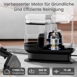 Gestoffeerde Reiniger – Natzuiger – Waszuiger – Kussenreiniger – Tapijtreiniger – 600 W Vermogen – Stil Met 78 dB Geluidsniveau — thumbnail 3