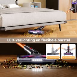 Steelstofzuiger 45KPa-Draadloze Steelstofzuiger 50 Min Gebruiksduur-3 Modi met LED Display-Telescopische Buis-Anti-Klitfunctie voor Harde Vloeren en Tapijten — thumbnail 5