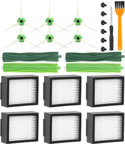 Vervangingsonderdelen geschikt voor iRobot Roomba E5 E6 i7 i7+ i3 i3+ i4 i4+ i6 i6+ j7 j7+, vervangende accessoirekits geschikt voor iRobot i-, e- en j-serie, 6 filters, 6 zijborstels, 4 rubberen borstels. — thumbnail 1