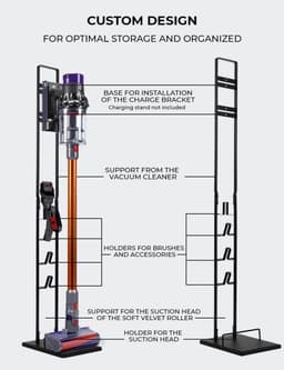 Houder geschikt voor Dyson stofzuigers. geschikt vooralen opbergstandaard compatibel geschikt voor Dyson V6/V7/V8/V10/V11/DC58/DC59/DC62/DC74. Vloerstandaard, boren niet nodig. — thumbnail 4