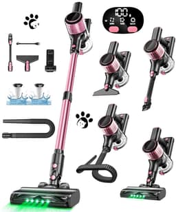 Prime Home Steelstofzuiger - Steelstofzuiger draadloos - Draadloze stofzuiger - Oplaadbaar - 10 in 1 - Lichtgewicht - 55 kPa - Roze — thumbnail 1