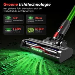 Adormii Steelstofzuiger Draadloos – 50000Pa Sterke Zuigkracht – 60 Min Accuduur – Anti-haarwikkel Vloerborstel – 4 HEPA-filters – 1,6 L Stofreservoir – Groene LED Stofdetectieverlichting – Goud — thumbnail 5