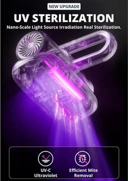 Matrasstofzuiger - Mijtverwijderaar - Allergenen Verwijderen - UV-technologie - 1291 Gram - Grijs Rood — thumbnail 4