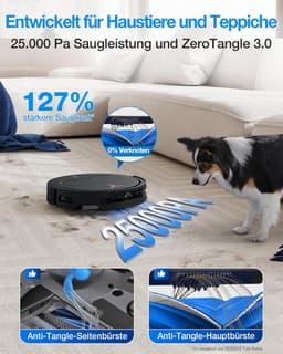 ECOVACS DEEBOT T50 PRO OMNI Gen3 Care Kit Robotstofzuiger met Dweilfunctie - 25.000Pa - 8.1 cm Ultradun - ZeroTangle 3.0 - TruEdge 2.0 Randreiniging - AIVI 3D 3.0 Obstakelvermijding - 75°C Heetwater-Zwart — thumbnail 2