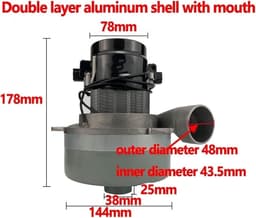 Stofzuiger Motor - Zaagmotor Vloermachine - Waterabsorptie Reiniging - Universele 1200W - 100 Gram - Aluminium — thumbnail 2