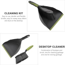 Bezem Vuilblik Set - Mini Stoffer Blik - Bureau Schoonmaken - Compact Ontwerp - 32.5 cm Lengte - Zwart Grijs — thumbnail 5