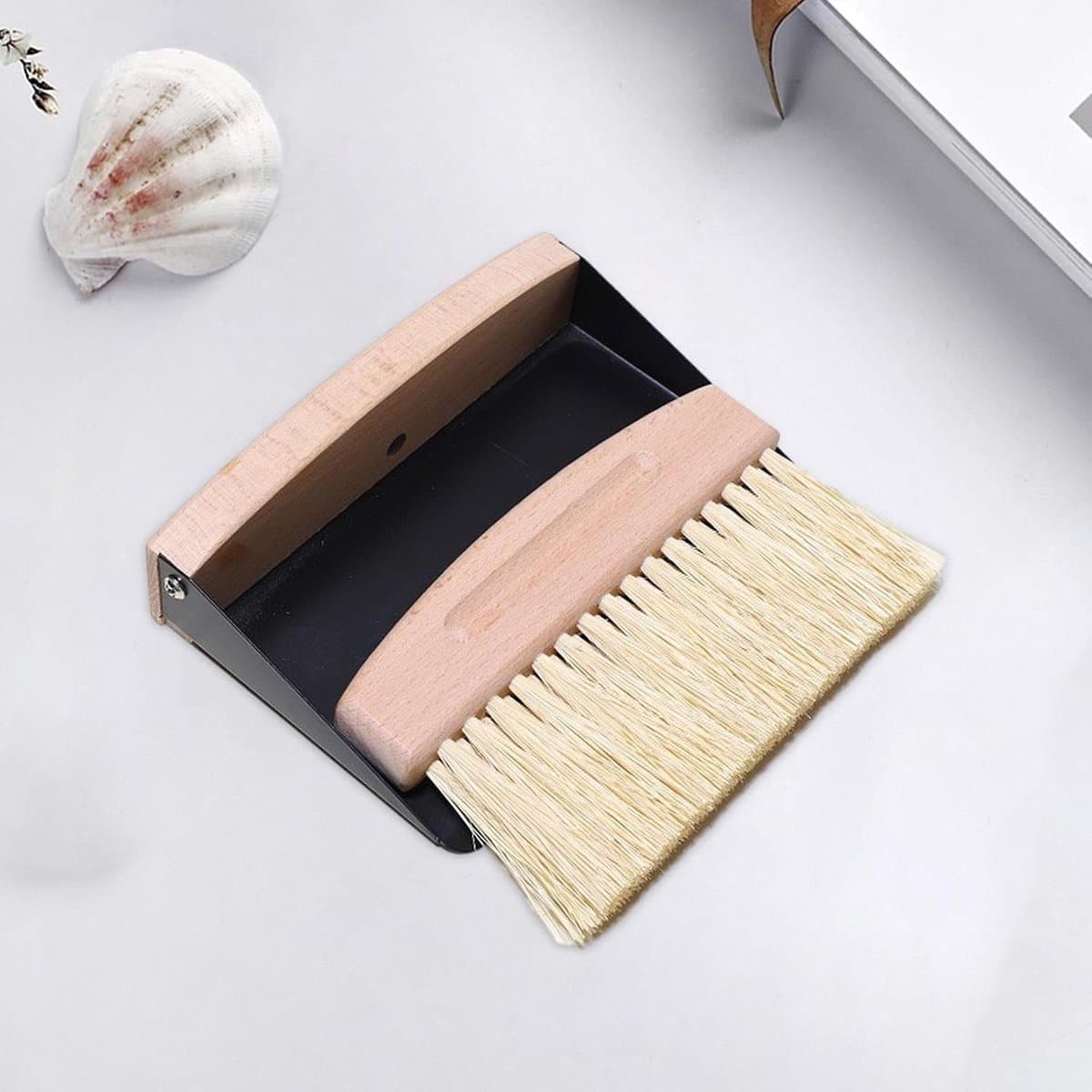 Bureaubezem Stoffer - Kleine Veegset - Bureau Schoonmaken - Compact Ontwerp - 15.5 cm - Zwart — afbeelding 1