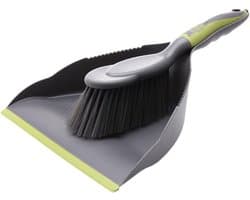Bezem Stoffer Set - Kruimelborstel Vloer - Bureau Schoonmaken - Met Ophanggat - 325 cm - Grijs Groen