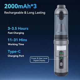 SnelShoppen - Handstofzuiger Accu 16000 Pa Draadloos 4-in-1 Mini Stofzuiger Met 8 Verwisselbare Sproeiers Voor Auto Woning Keuken Bekleding Voegen — thumbnail 3