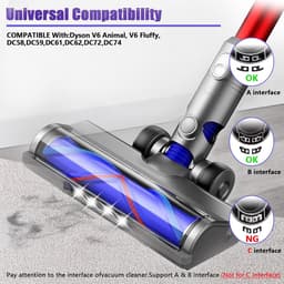Vervangende onderdelen Geschikt voor Dyson V6 DC59 DC61 DC62 DC74 stofzuigers, geschikt voor Dyson V6, met 4 LED-lampjes turboborstel reinigingskop, geschikt voor vloeren en tapijten (geschikt voor A- en B-interfaces) — thumbnail 3