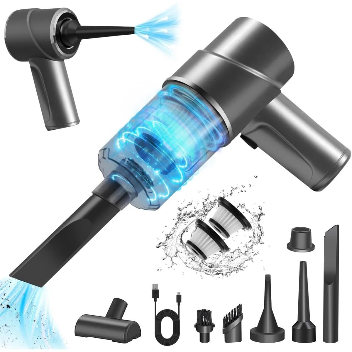 EXCITAT Handheld stofzuiger - Autostofzuiger - Draadloze autostofzuiger - 3 in 1 - Met 2 HEPA filters - Voor auto, kantoor en thuis — afbeelding 1