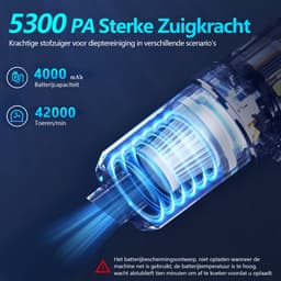 Gloovon kruimeldief - Kruimeldief Snoerloos - Stofzuiger Zonder Zak - Handstofzuiger - Oplaadbaar - Auto Stofzuiger - Blauw — thumbnail 2
