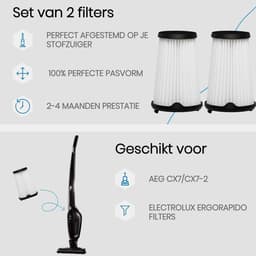 BukkitBow - Filter Set - Stofzuiger - Geschikt voor AEG CX7/CX7-2 & Electrolux Ergorapido - Binnen FIlter Set - Set van 2 Stuks — thumbnail 4