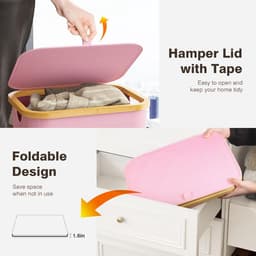Ruime wasmand 100 liter met deksel en afneembare zakken – roze — thumbnail 4