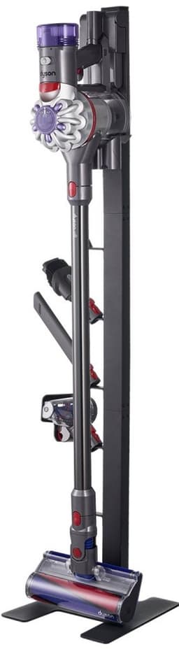 Stofzuigerstandaard - Vrijstaande steelstofzuigerhouder - 6 Haken Voor Accessoires - Zonder Boren - Stevige Stalen Constructie - Ruimtebesparend - Voor Draadloze Steelstofzuigers — thumbnail 1