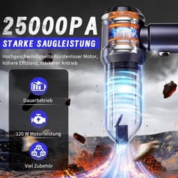 NETTLIFE - Kruimelzuiger - Handstofzuiger - Accu Mini Stofzuiger Draadloos - 25000Pa - 4-in-1 Autostoofzuiger - 3 standen - Draagbare stofzuiger - voor auto Huishouden Dierenharen - grijs — thumbnail 3