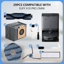 29-delige accessoireset voor Eufy X10 Pro Omni robotstofzuiger, 2 rolborstels, 6 zijborstels, 6 stofzakken (actieve kool), 4 HEPA-filters, 8 reinigingsdoeken, 2 reinigingsborstels, 1 — thumbnail 3