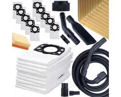 10 zakken + filter voor Kärcher stofzuiger WD6 WD4 WD5 MV4 + slang / buis voor Kärcher stofzuiger 4m Rosfix