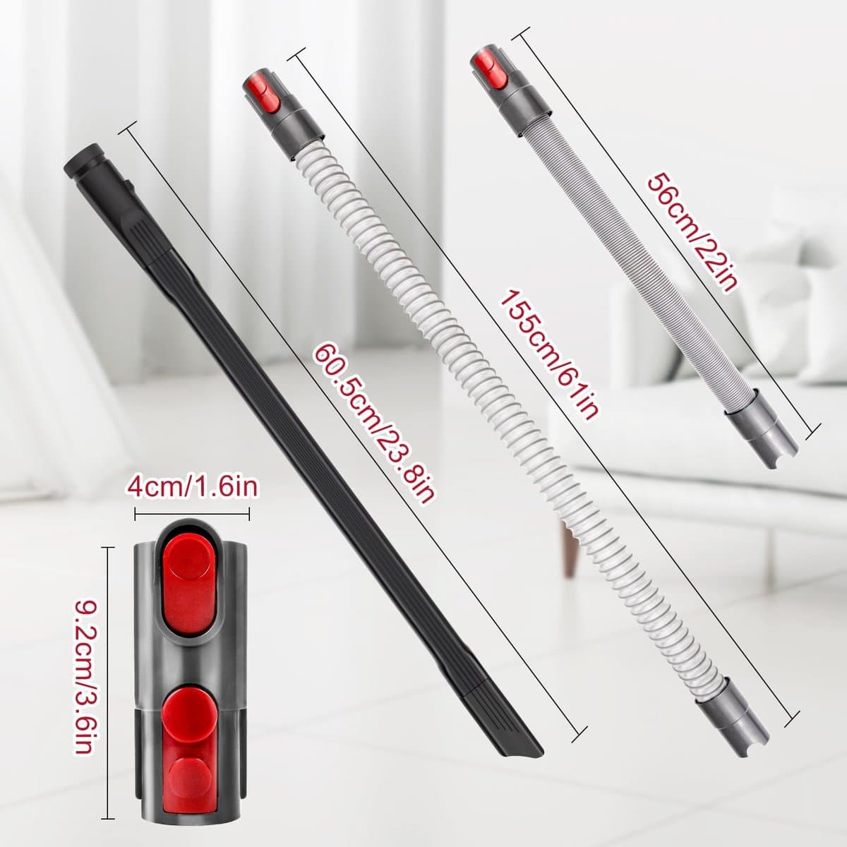 Dailygoods - Flexibel spleetmondstuk - Adapter en slang voor Dyson - Grijs - Stofzuiger accessoires - Hoogwaardige kwaliteit - Geschikt voor V7 V8 V10... — afbeelding 1