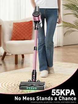 Hutjemutje - steelstofzuiger - draadloze stofzuiger - vacuum cleaner - zonder zak - 500W - krachtig - ideaal voor huisdierenharen & alle vloertypes - roze — thumbnail 5