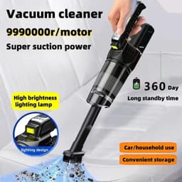 Draagbare Stofzuiger - Handstofzuiger Auto - Snelle Schoonmaak - Sterke Zuigkracht 9000Pa - 500g Lichtgewicht - Zwart — thumbnail 2