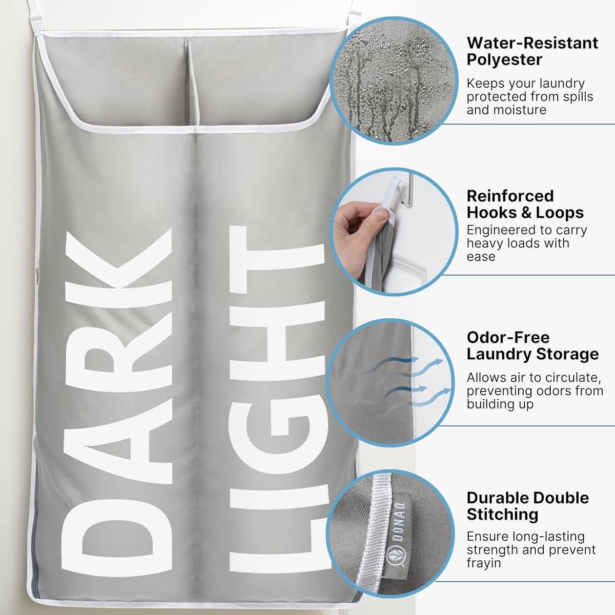 Hangende wasmand - Opbergzak - Ruimte besparen - Ventilerend ontwerp - XL formaat - Grijs — afbeelding 1